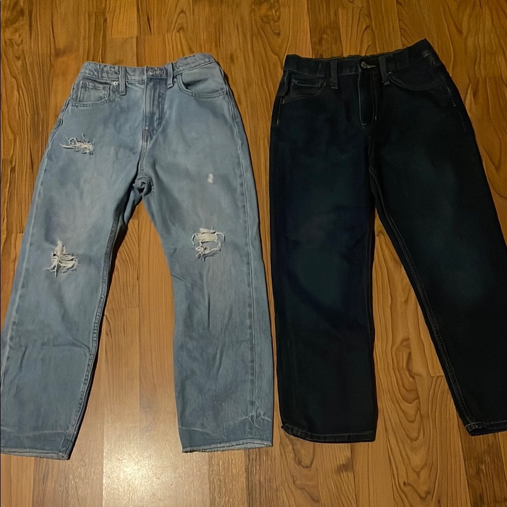 Old Navy Kids Distressed Light Blue and Dark Blue Jeans